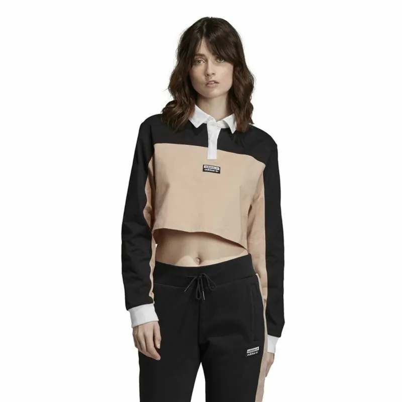 Naisten lyhythihainen poolopaita Adidas Originals Cropped Nainen Musta