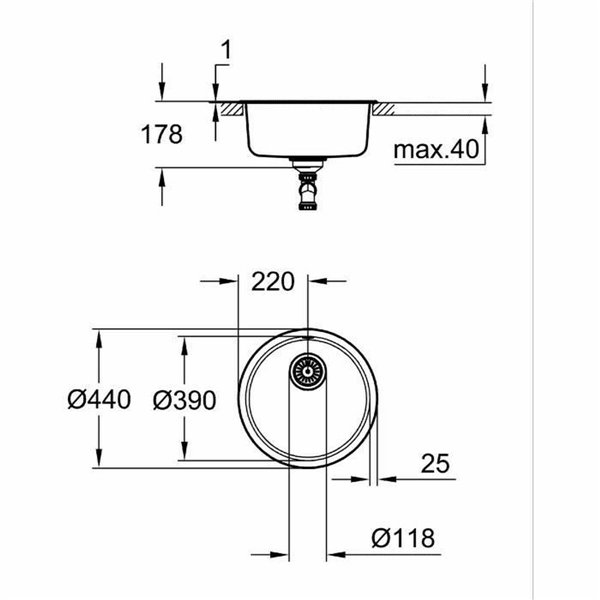 Sink with One Basin Grohe K200 Grey
