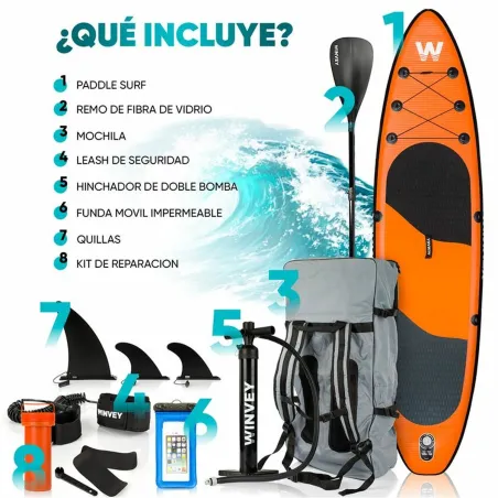 Ilmatäytteinen Paddle Surf Board Tarvikkeilla Winvey SUP-O Oranssi