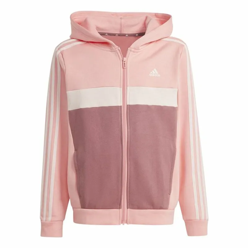 Children’s Tracksuit Adidas Tiberio 3-Stripes Colorblock Fleece Pink