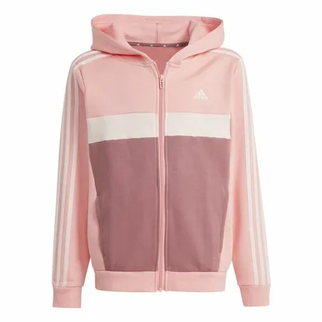 Children’s Tracksuit Adidas Tiberio 3-Stripes Colorblock Fleece Pink