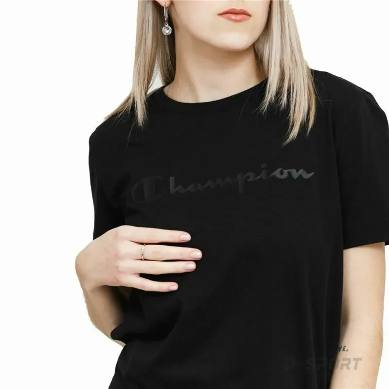 Moteriški marškinėliai su trumpomis rankovėmis Champion Crewneck Juoda