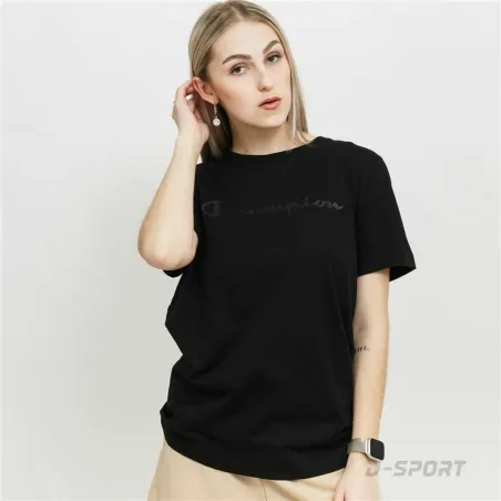 Moteriški marškinėliai su trumpomis rankovėmis Champion Crewneck Juoda