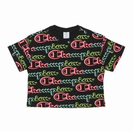 Moteriški marškinėliai su trumpomis rankovėmis Champion Crewneck Croptop Juoda