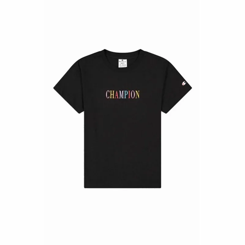 Moteriški marškinėliai su trumpomis rankovėmis Champion Crewneck Croptop Juoda