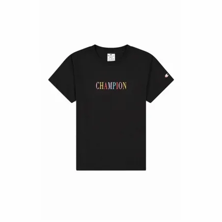 Moteriški marškinėliai su trumpomis rankovėmis Champion Crewneck Croptop Juoda
