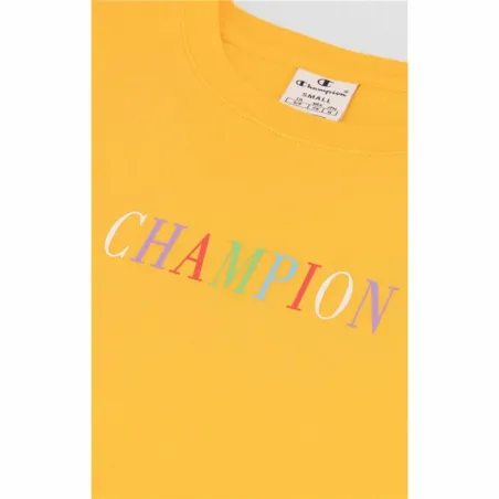 Moteriški marškinėliai su trumpomis rankovėmis Champion Crewneck Croptop Geltona