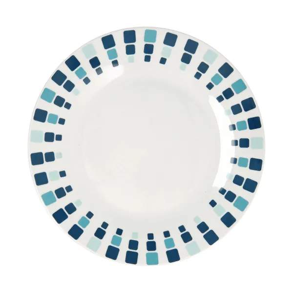 Flat Plate Quid Simetric Blue Ceramic 23 cm (12 Units)