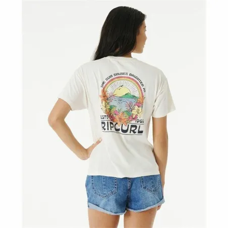 Sieviešu Krekls ar Īsām Piedurknēm Rip Curl Brighter Sun Relaxed Balts