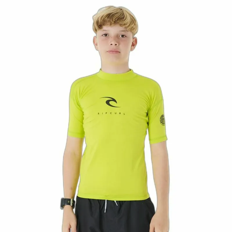 Vaikiška Marškinėliai su trumpomis rankovėmis Rip Curl Corps S/S Rash Geltona Bangų mūša Likra