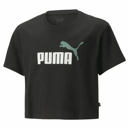 Vaikiška Marškinėliai su trumpomis rankovėmis Puma Logo Cropped Juoda