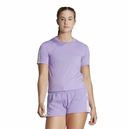 Moteriški marškinėliai su trumpomis rankovėmis Adidas Essentials Tamsiai violetinė Alyvinė