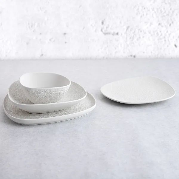 Bowl Bidasoa Fosil White Ceramic Squared
