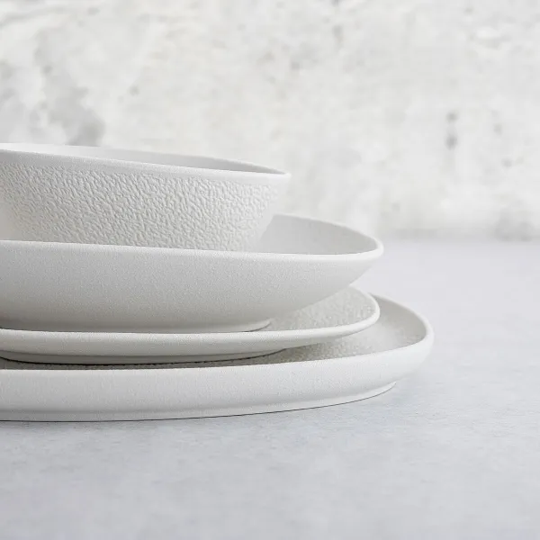 Bowl Bidasoa Fosil White Ceramic Squared