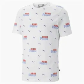 Vīriešu Krekls ar Īsām Piedurknēm Puma Ess+ Logo Power Aop Balts