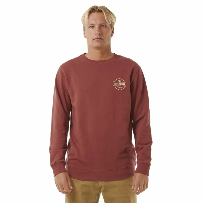 Miesten huputon collegepaita Rip Curl Stapler Crew Ruskea