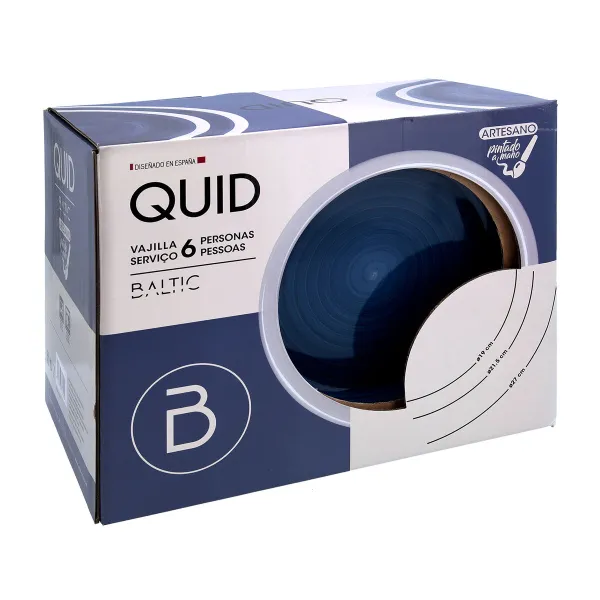 Tableware Quid Baltic Blue Ceramic 18 Pieces