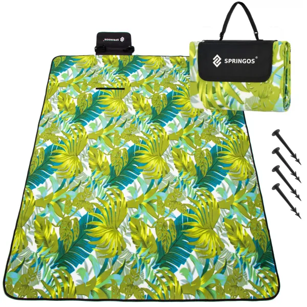Piknika sega Springos PM041 200x200 cm tūrisma paklājs zaļos toņos