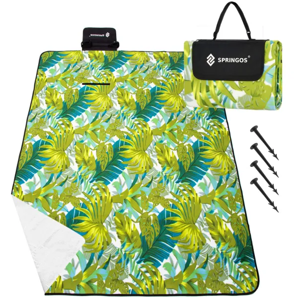 Piknika sega Springos PM041 200x200 cm tūrisma paklājs zaļos toņos