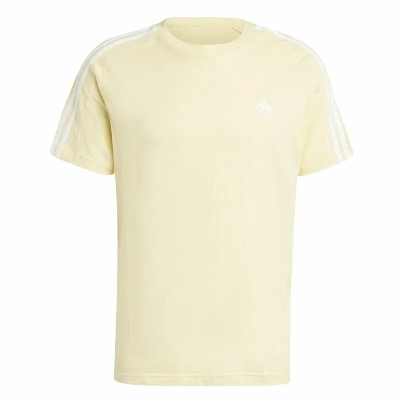Vīriešu Krekls ar Īsām Piedurknēm Adidas Essentials Single Jersey 3-Stripes Dzeltens