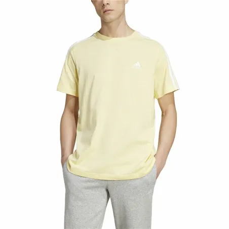 Vīriešu Krekls ar Īsām Piedurknēm Adidas Essentials Single Jersey 3-Stripes Dzeltens
