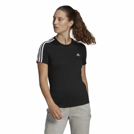 Moteriški marškinėliai su trumpomis rankovėmis Adidas 3S T Juoda