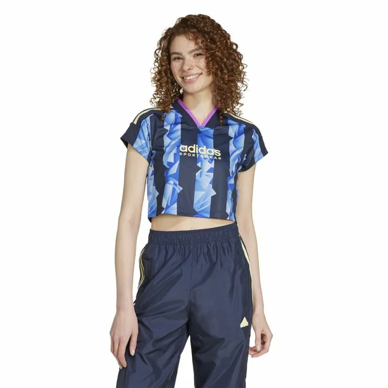 Moteriški marškinėliai su trumpomis rankovėmis Adidas Tiro Cut Mėlyna