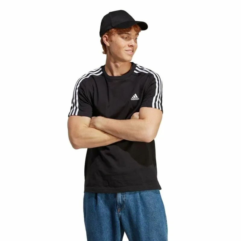 Vyriški marškinėliai su trumpomis rankovėmis Adidas Essentials Single 3 Bandas Juoda