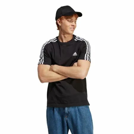 Vyriški marškinėliai su trumpomis rankovėmis Adidas Essentials Single 3 Bandas Juoda