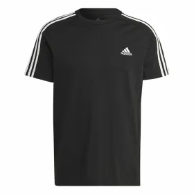 Футболка с коротким рукавом мужская Adidas Essentials Single 3 Bandas Чёрный