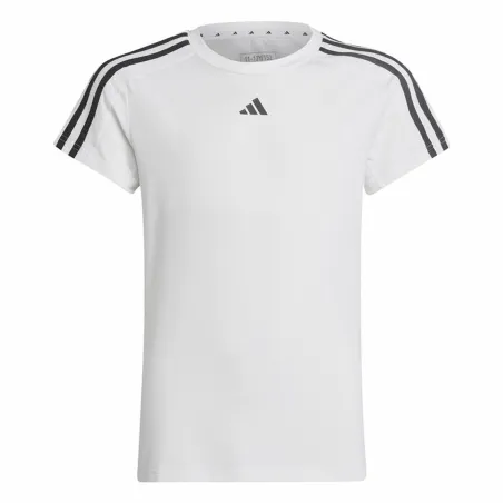 Uniseksiniai marškinėliai su trumpomis rankovėmis Adidas Training Essentials 3S Balta