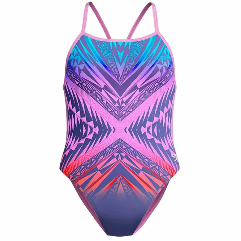 Naisten uimapuku Speedo Digital Vback Monivärinen Pinkki