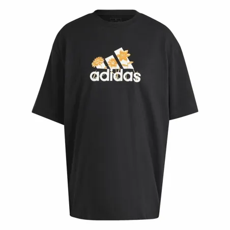 Moteriški marškinėliai su trumpomis rankovėmis Adidas Flower Pack Bos Juoda