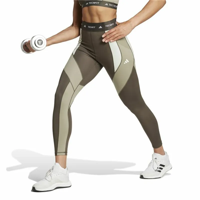 Moteriškos sportinės tamprės Adidas Techfit 7/8 Colorblock Ruda Pilka