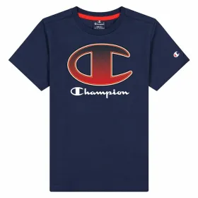 Детский Футболка с коротким рукавом Champion Crewneck T-Shirt B Тёмно Синий