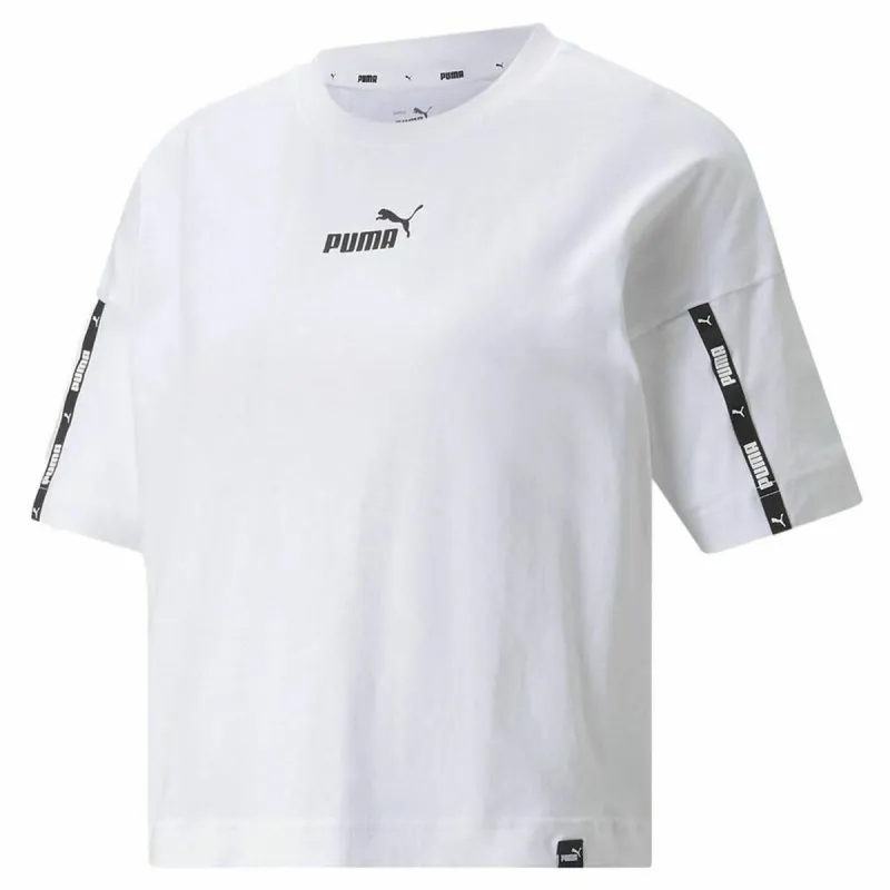 Moteriški marškinėliai su trumpomis rankovėmis Puma Power Tape Cropped Balta
