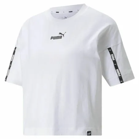 Moteriški marškinėliai su trumpomis rankovėmis Puma Power Tape Cropped Balta