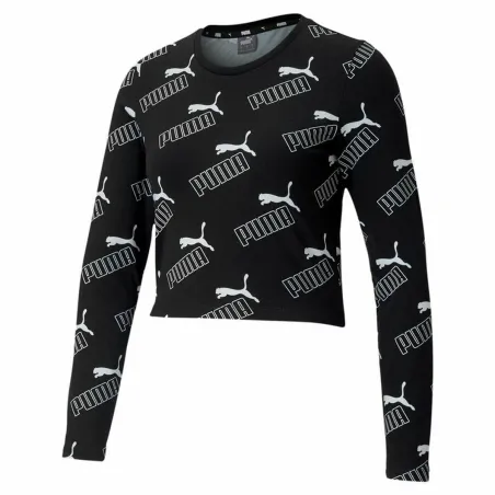 Moteriški marškinėliai su trumpomis rankovėmis Puma Amplified AOP LS Fitted Juoda