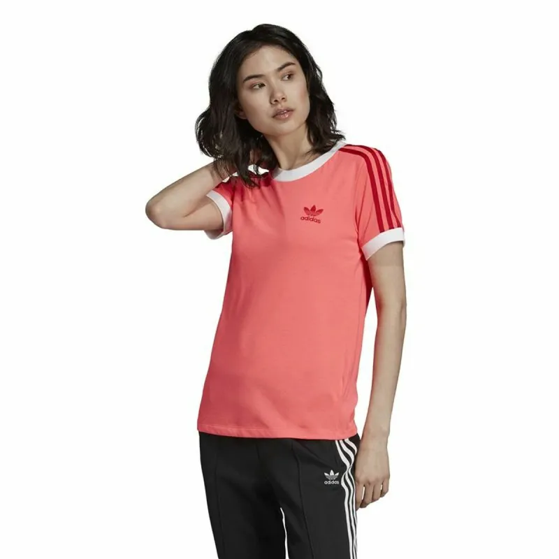 Moteriški marškinėliai su trumpomis rankovėmis Adidas 3 Stripes Lašišos raudonumo spalva