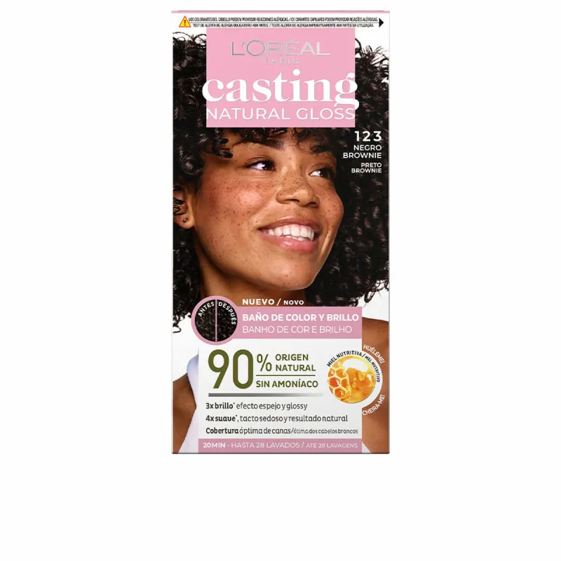 Pusiau laikinas dažas L'Oreal Make Up Casting Natural Gloss Nº 123-negro brownie 180 ml