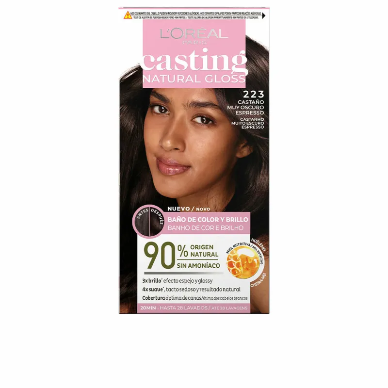 Pusiau laikinas dažas L'Oreal Make Up Casting Natural Gloss Nº 223-castaño muy oscuro espresso 180 ml