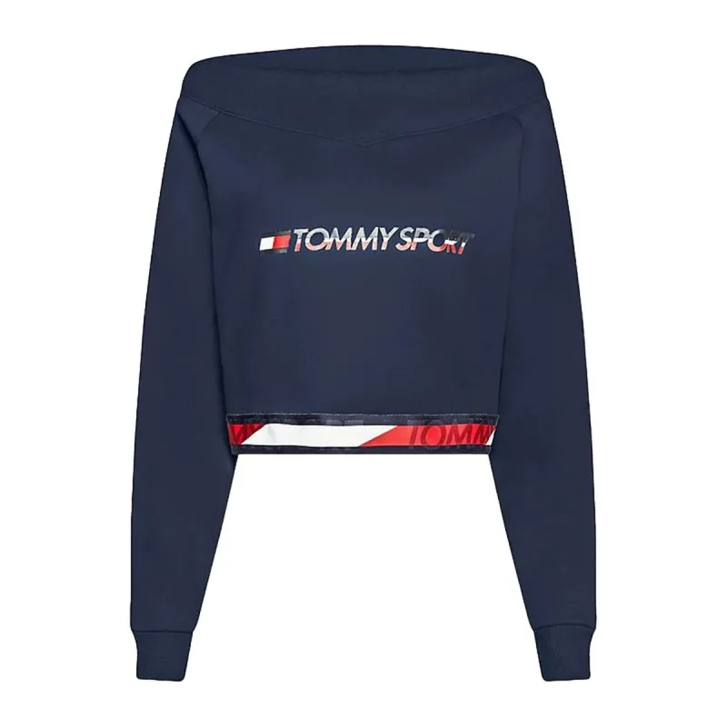 Moteriškasdžemperis be gobtuvo Tommy Hilfiger Crop V Neck Tamsiai mėlyna