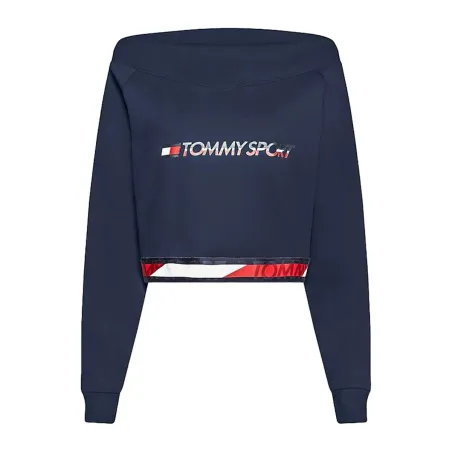 Moteriškasdžemperis be gobtuvo Tommy Hilfiger Crop V Neck Tamsiai mėlyna