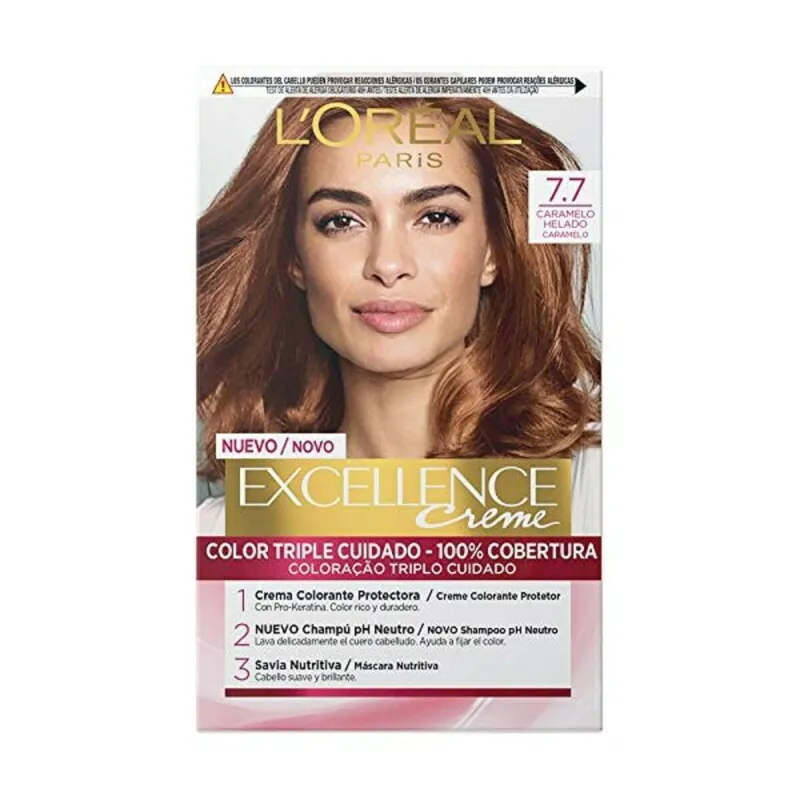 Pysyvä väriaine L'Oréal Paris AA112700 Nº 7.7-Caramelo Helado 192 ml
