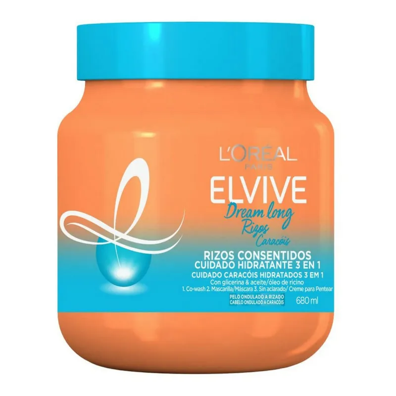 Mitrinoša maska L'Oreal Make Up Elvive Dream Long 200 ml 680 ml 3-vienā Asas un noteiktas cirtas