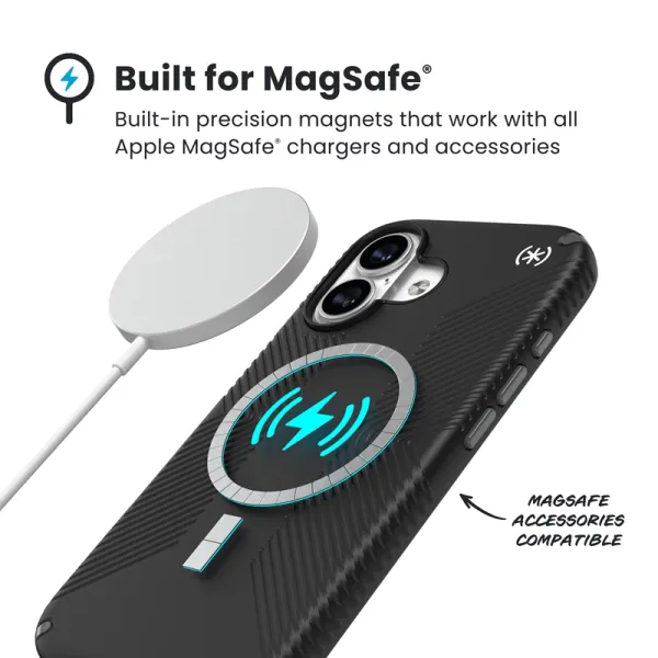Speck Presidio2 Grip MagSafe - iPhone 17 Case (Black / Slate Gray / White)