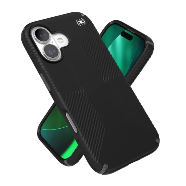 Speck Presidio2 Grip MagSafe - iPhone 17 Case (Black / Slate Gray / White)