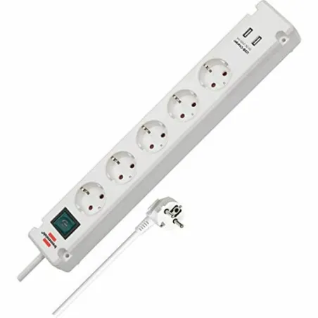 Strāvas virtene - 5 ligzdas ar Slēdzi Brennenstuhl Bremounta 3600 W USB x 2 (3 m)