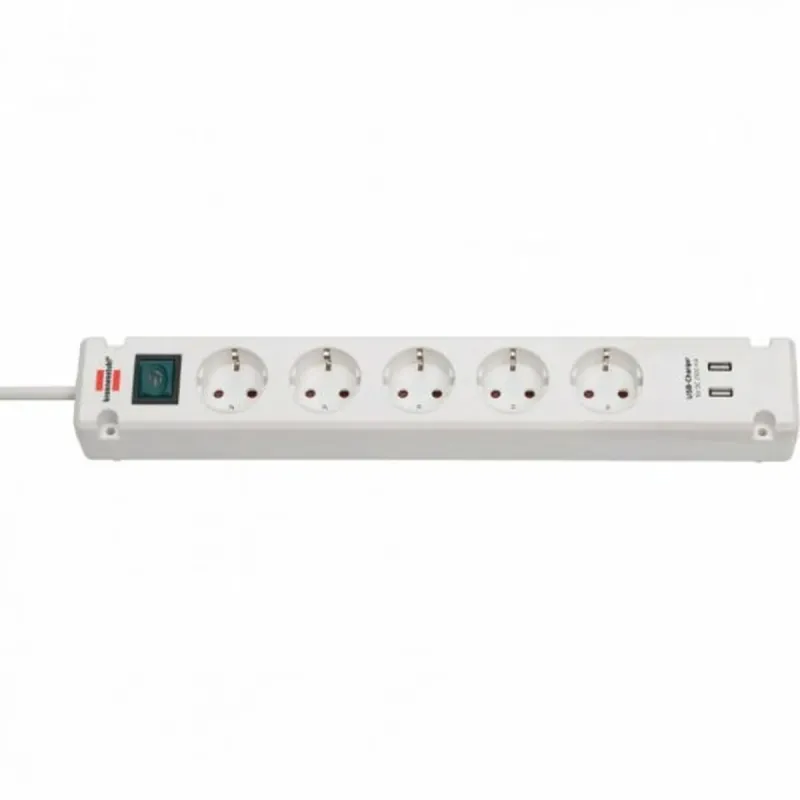 Strāvas virtene - 5 ligzdas ar Slēdzi Brennenstuhl Bremounta 3600 W USB x 2 (3 m)