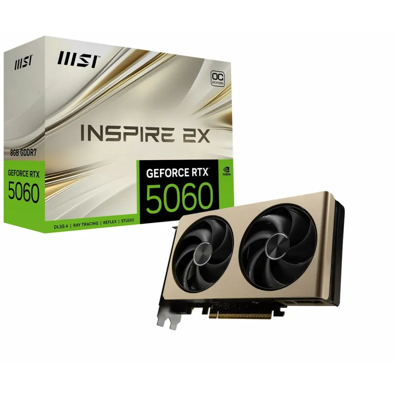 Vaizdo korta MSI GEFORCE RTX 5060 8G INSPIRE 2X OC 8 GB GEFORCE RTX 5060 GDDR6X GDDR7